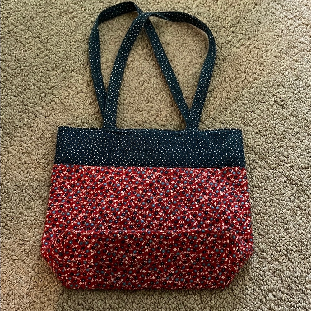 Elegant Floral Red and Blue Tote Bag